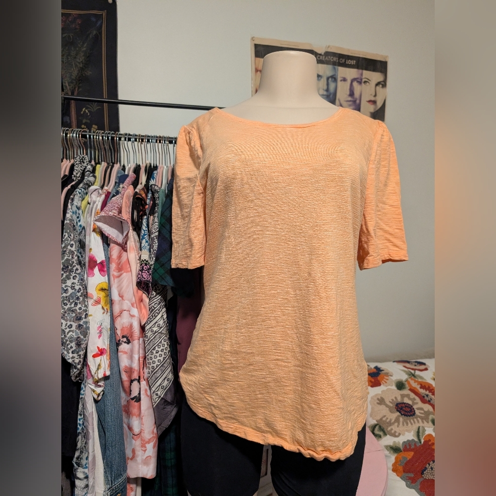Peach Short Sleeve Top Casual Basic T-Shirt Round Neck Comfy Everyday